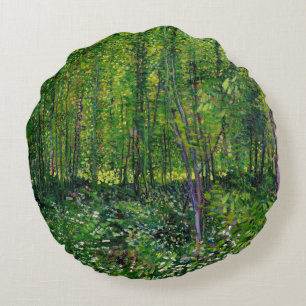 Vincent Van Gogh Trees And Undergrowth Round Cushion