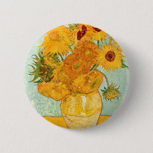 Vincent Van Gogh Twelve Sunflowers In a Vase Art 6 Cm Round Badge