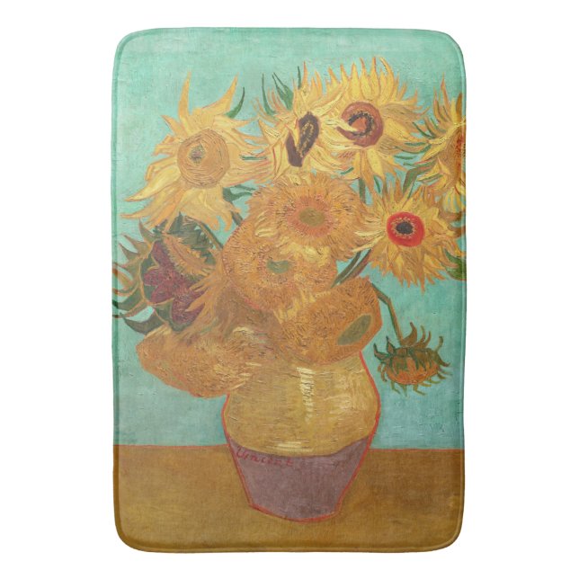Vincent Van Gogh Twelve Sunflowers In A Vase Bath Mat (Front Vertical)