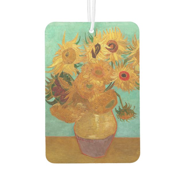 Vincent Van Gogh Twelve Sunflowers In A Vase Car Air Freshener (Back)