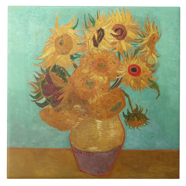 Vincent Van Gogh Twelve Sunflowers In A Vase Ceramic Tile (Front)