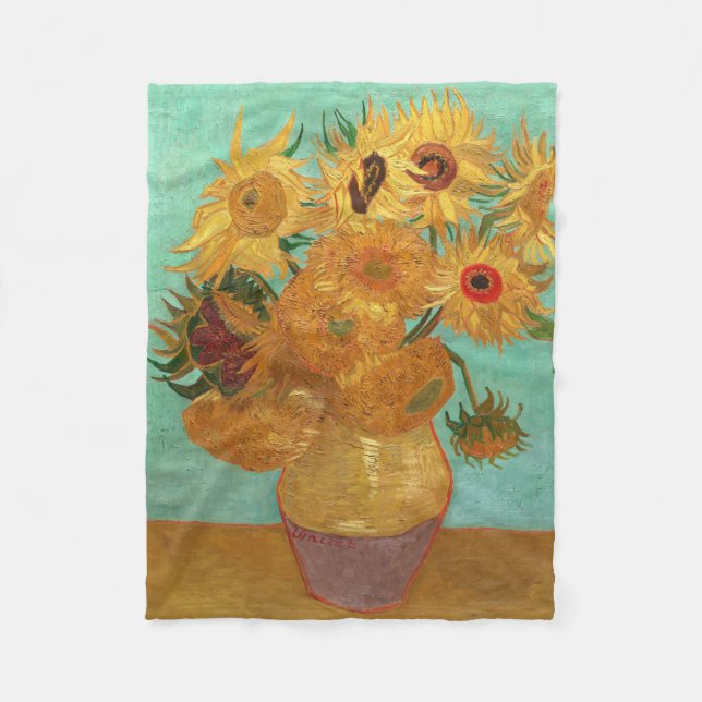 Vincent Van Gogh Twelve Sunflowers In A Vase Fleece Blanket (Front)