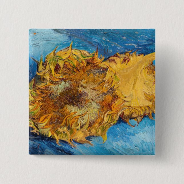 Vincent van Gogh - Two Cut Sunflowers 15 Cm Square Badge (Front)