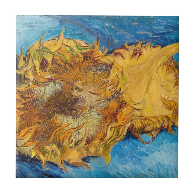 Vincent van Gogh - Two Cut Sunflowers Ceramic Tile (Front)