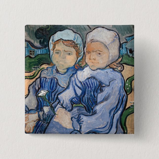 Vincent van Gogh - Two Little Girls 15 Cm Square Badge (Front)
