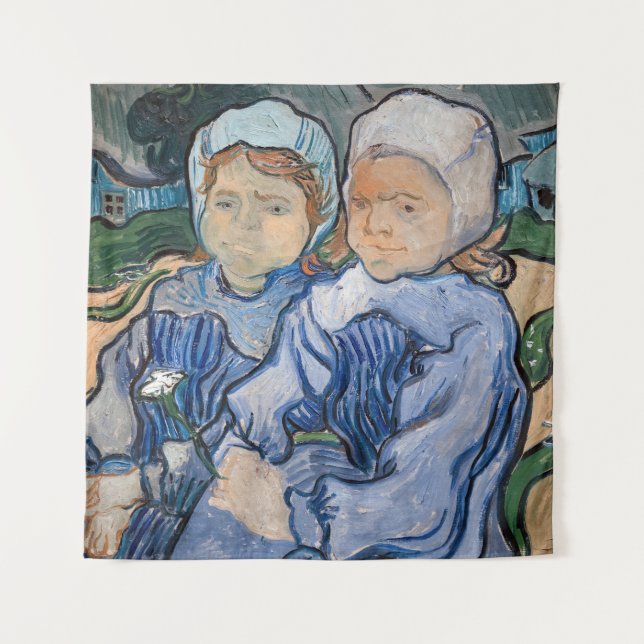 Vincent van Gogh - Two Little Girls Tapestry (Front)