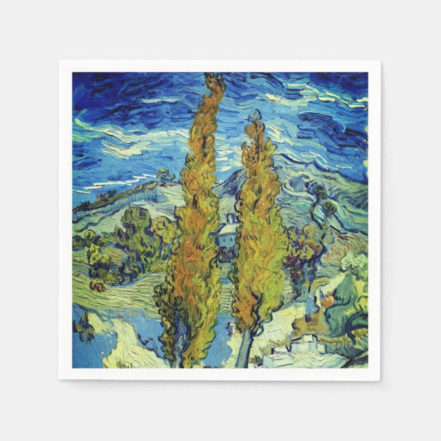 Vincent Van Gogh Two Poplars at Saint-Rémy Napkin (Front)