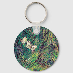 Vincent Van Gogh - Two White Butterflies Fine Art Key Ring