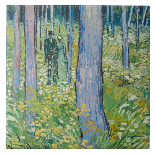 Vincent van Gogh - Undergrowth with Two Figures Ceramic Tile (Front)