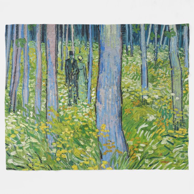Vincent van Gogh - Undergrowth with Two Figures Fleece Blanket (Front (Horizontal))