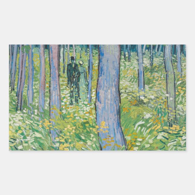 Vincent van Gogh - Undergrowth with Two Figures Rectangular Sticker (Front)