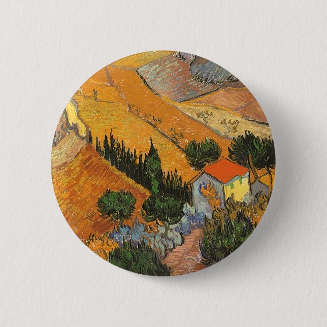 Vincent van Gogh - Valley with Plowman 6 Cm Round Badge (Front)