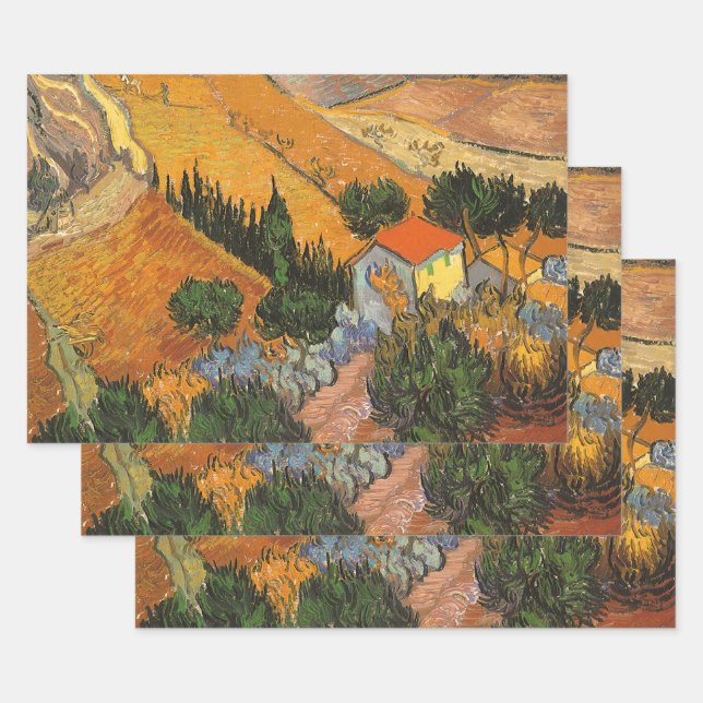 Vincent van Gogh - Valley with Plowman Wrapping Paper Sheet (Set)