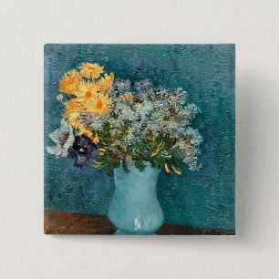 Vincent van Gogh Vase of Flowers, 1887 15 Cm Square Badge