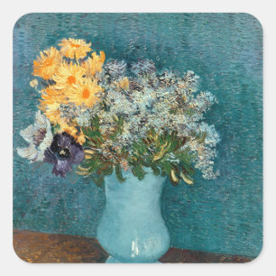 Vincent van Gogh Vase of Flowers, 1887 Square Sticker