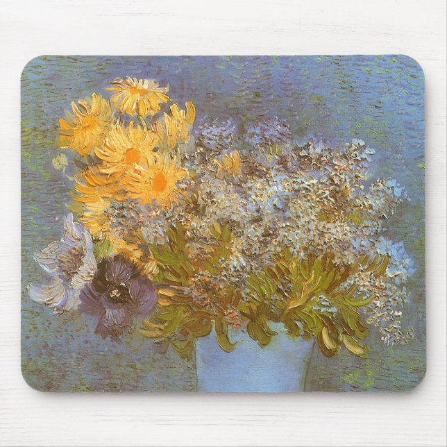 Vincent van Gogh Vase of Lilacs, Daisies, Anemones Mouse Pad (Front)