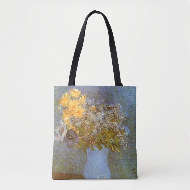 Vincent van Gogh Vase of Lilacs, Daisies, Anemones Tote Bag (Front)