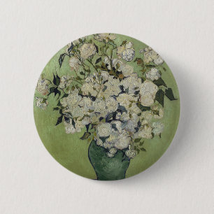 Vincent Van Gogh Vase of Roses Painting Floral Art 6 Cm Round Badge