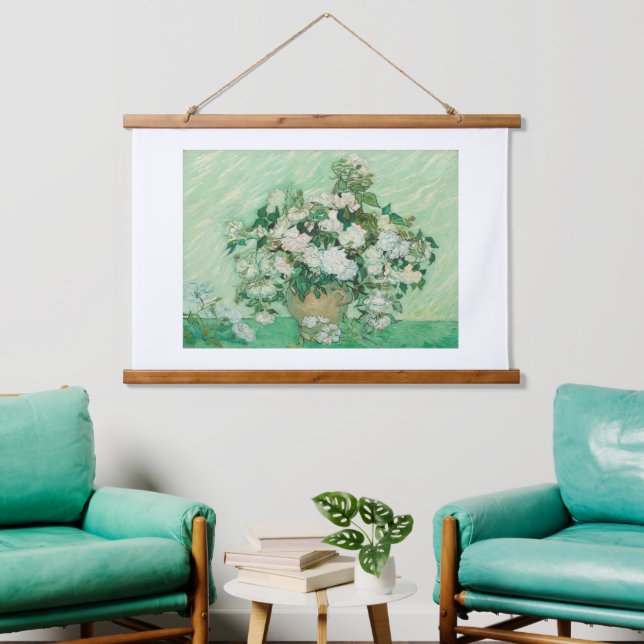 Vincent Van Gogh, Vase of Roses, Roses In The Vase Hanging Tapestry (Living Room)