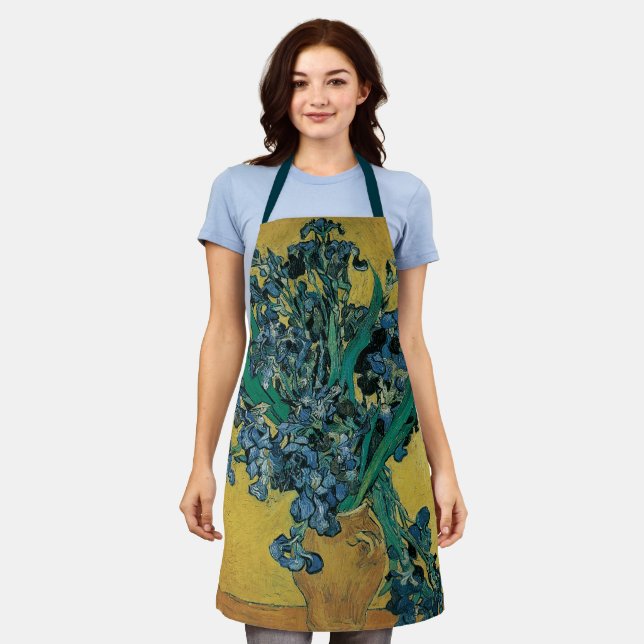 Vincent van Gogh - Vase w Irises Yellow Background Apron (Worn)