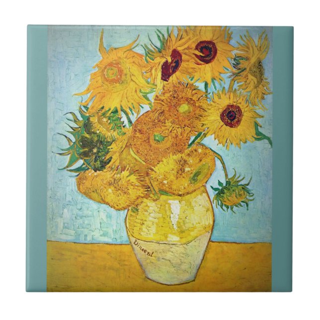 Vincent van Gogh - Vase with 12 Sunflowers Ceramic Tile (Front)