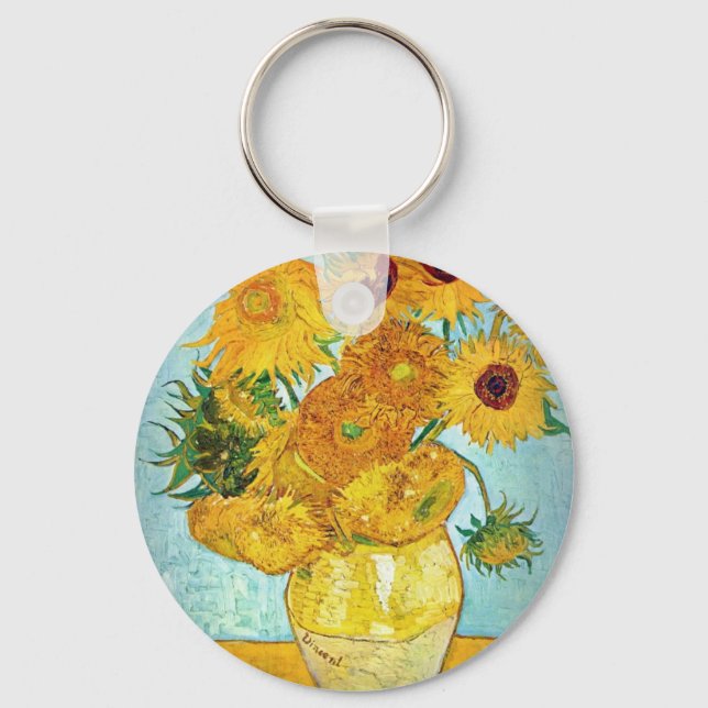 Vincent van Gogh - Vase with 12 Sunflowers Key Ring (Front)