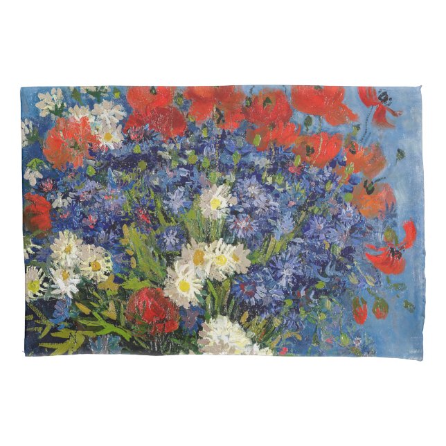 Vincent van Gogh - Vase with Cornflowers & Poppies Pillowcase (Front)