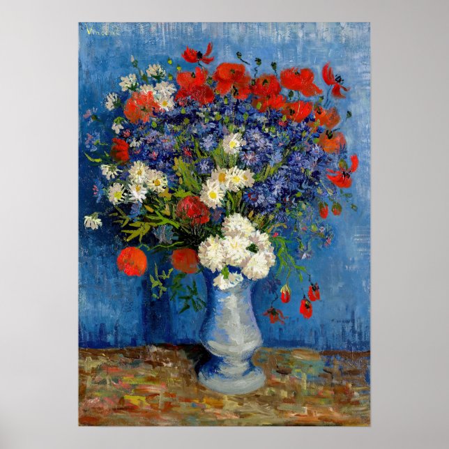 Vincent van Gogh - Vase with Cornflowers & Poppies Poster (Front)