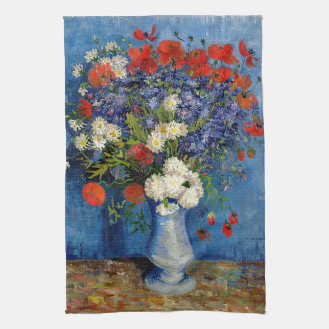 Vincent van Gogh - Vase with Cornflowers & Poppies Tea Towel (Vertical)