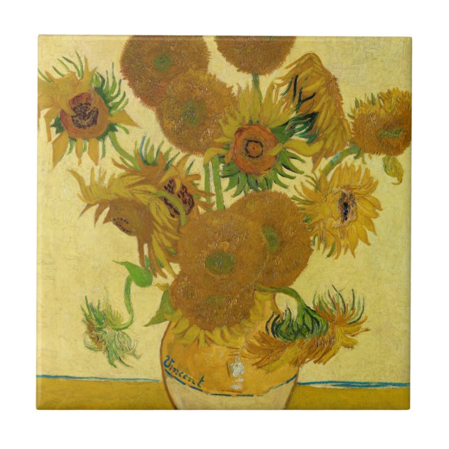 Vincent van Gogh - Vase with Fifteen Sunflowers Ceramic Tile (Front)