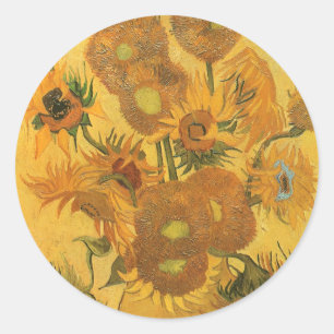 Vincent van Gogh - Vase with Fifteen Sunflowers Classic Round Sticker