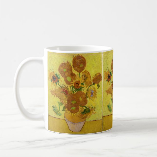 Vincent van Gogh - Vase with Fifteen Sunflowers Coffee Mug (Left)