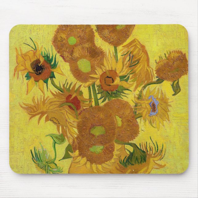 Vincent van Gogh - Vase with Fifteen Sunflowers Mouse Pad (Front)