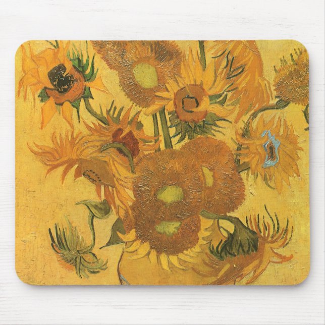 Vincent van Gogh - Vase with Fifteen Sunflowers Mouse Pad (Front)