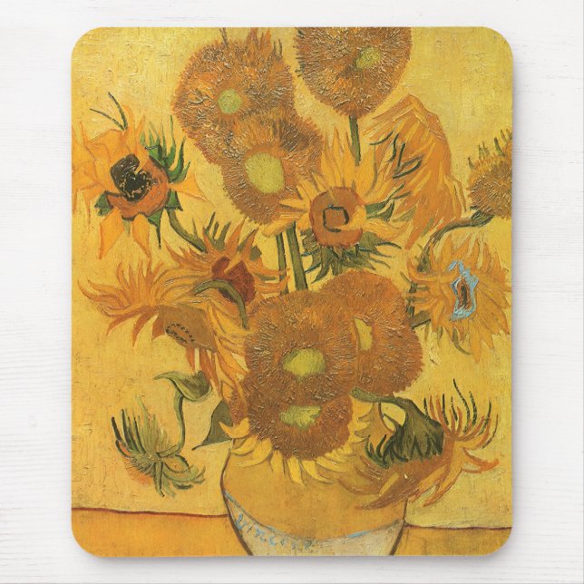 Vincent van Gogh - Vase with Fifteen Sunflowers Mouse Pad (Front)