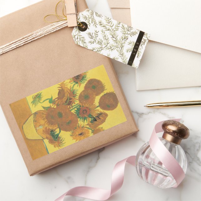 Vincent van Gogh - Vase with Fifteen Sunflowers Rectangular Sticker (Gifting)