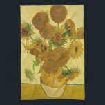 Vincent van Gogh - Vase with Fifteen Sunflowers Tea Towel<br><div class="desc">Vase with Fifteen Sunflowers / Vase avec quinze tournesols - Vincent Van Gogh,  August 1888 - Sunflowers 1888 fouth version (F454)</div>