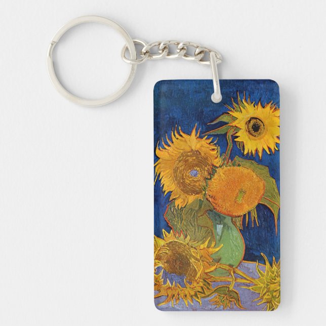 Vincent van Gogh - Vase with Five Sunflowers Key Ring (Front)
