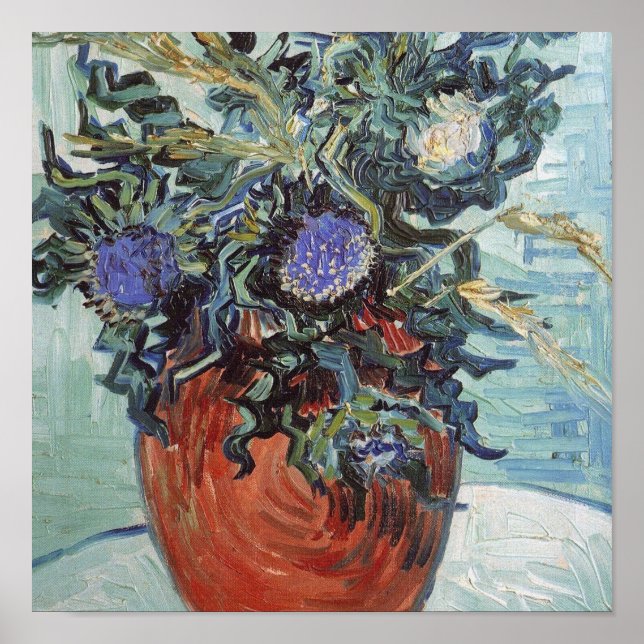 Vincent Van Gogh - Vase with Flowers and Thistles, Poster (Front)