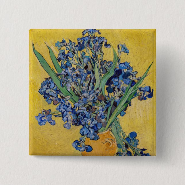Vincent van Gogh - Vase with Irises 15 Cm Square Badge (Front)