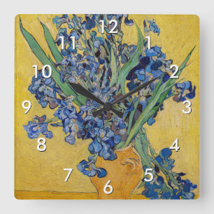 Vincent van Gogh - Vase with Irises Square Wall Clock