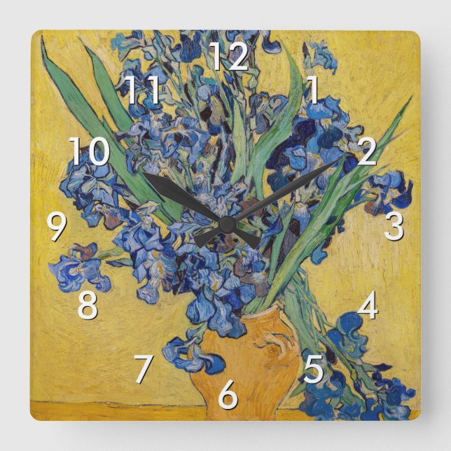 Vincent van Gogh - Vase with Irises Square Wall Clock (Front)