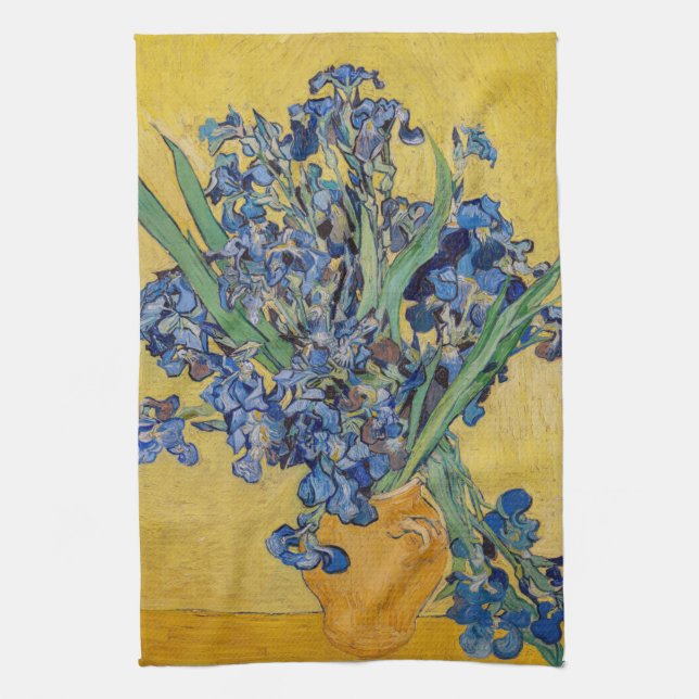 Vincent van Gogh - Vase with Irises Tea Towel (Vertical)
