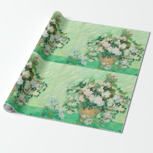 Vincent Van Gogh Vase with Pink Roses Fine Art Wrapping Paper