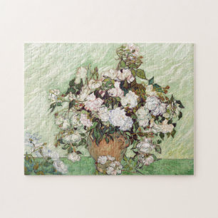 Vincent Van Gogh Vase With Pink Roses Floral Art Jigsaw Puzzle