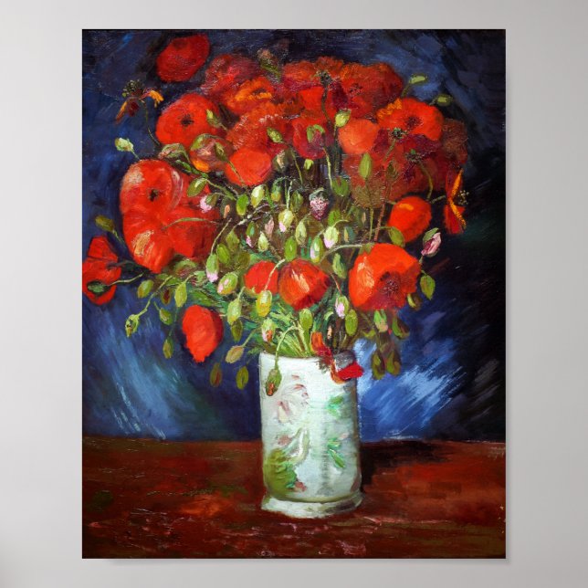 Vincent Van Gogh Vase with Red Poppies Fine Art Poster (Front)
