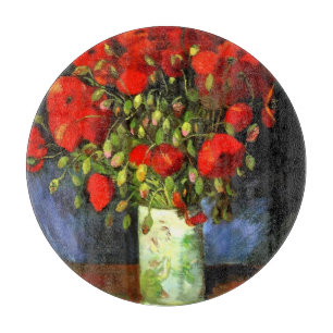 Vincent Van Gogh Vase With Red Poppies Floral Art Cutting Board