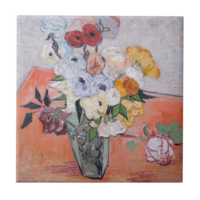 Vincent van Gogh - Vase with Roses & Anemones Ceramic Tile (Front)