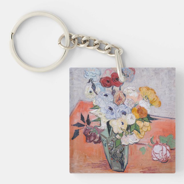 Vincent van Gogh - Vase with Roses & Anemones Key Ring (Front)