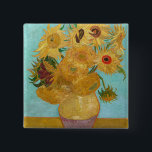 Vincent Van Gogh - Vase with Twelve Sunflowers 15 Cm Square Badge<br><div class="desc">Vase with Twelve Sunflowers / Vase avec douze tournesols - Vincent Van Gogh,  January 1889 - Sunflowers 1889 repetition of third version (F455)</div>